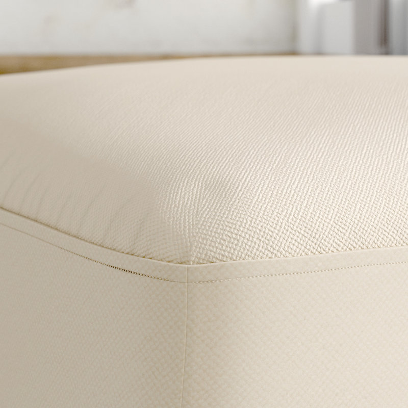 Michaella Upholstered Ottoman, White Fabric