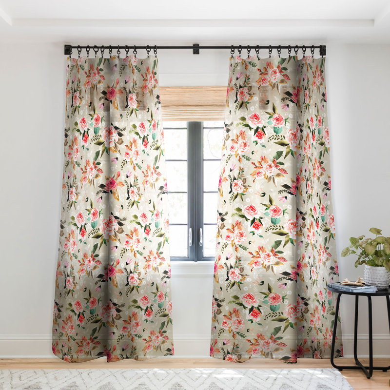 Marta Barragan Camarasa Flowery Meadow Bouquets 1pc Sheer Window Curtain Panel, 50" x 84"