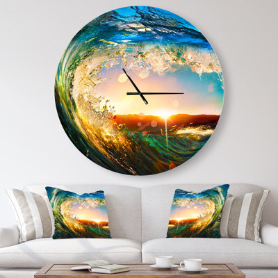 Horloge murale moderne colorée «Ocean Waves Falling Down»