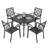 5-piece Metal Patio Dining Set With Umbrella Hole, Stackable Design