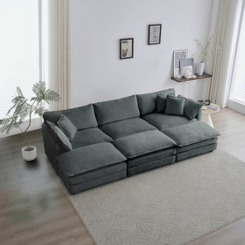 Canapé modulaire Chenille, H 33 po x l 111,42 po x P 57,4 po, 6, Gris