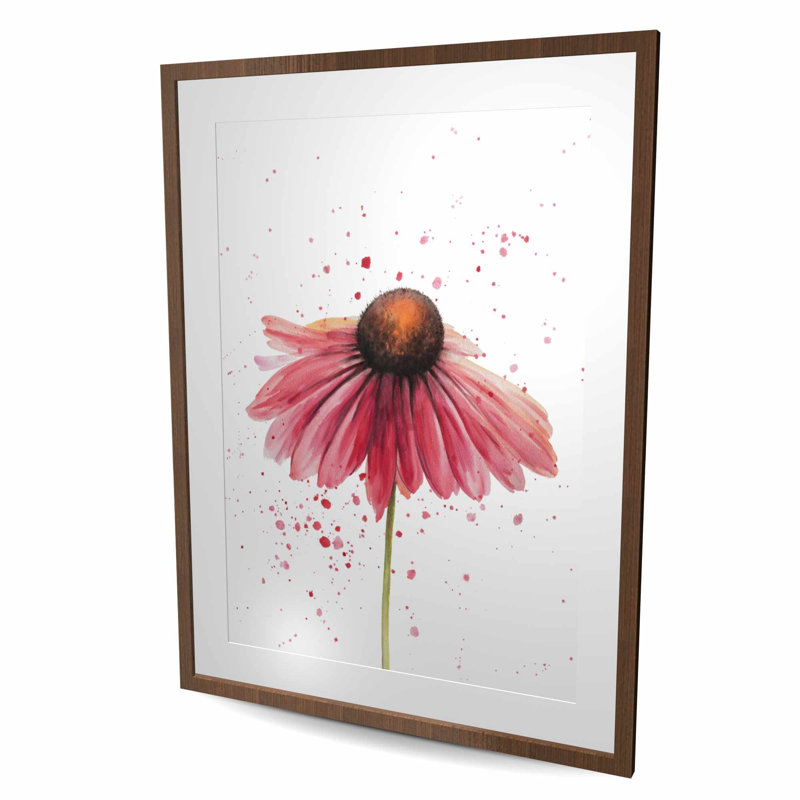 Imprimé floral marguerite rose | Décoration romantique encadrée, H 48 po x l 36 po