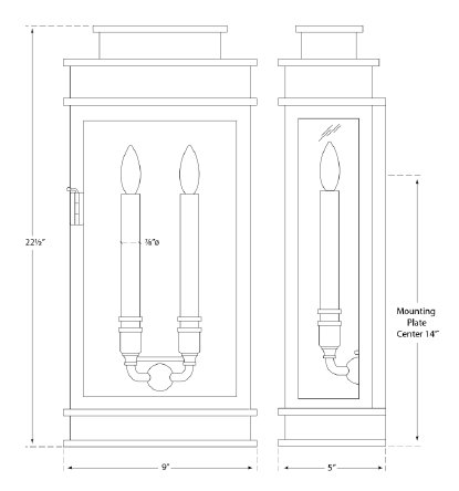 Chapman & Myers Linear Lantern Tall, Antique-Burnished Brass