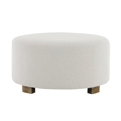 White Fabric Round With High - Quality Rubber Wood Legs, Modern Design For Primary Living Space, Quiet Non Slip Feature, Easy Maintenance To Maintain