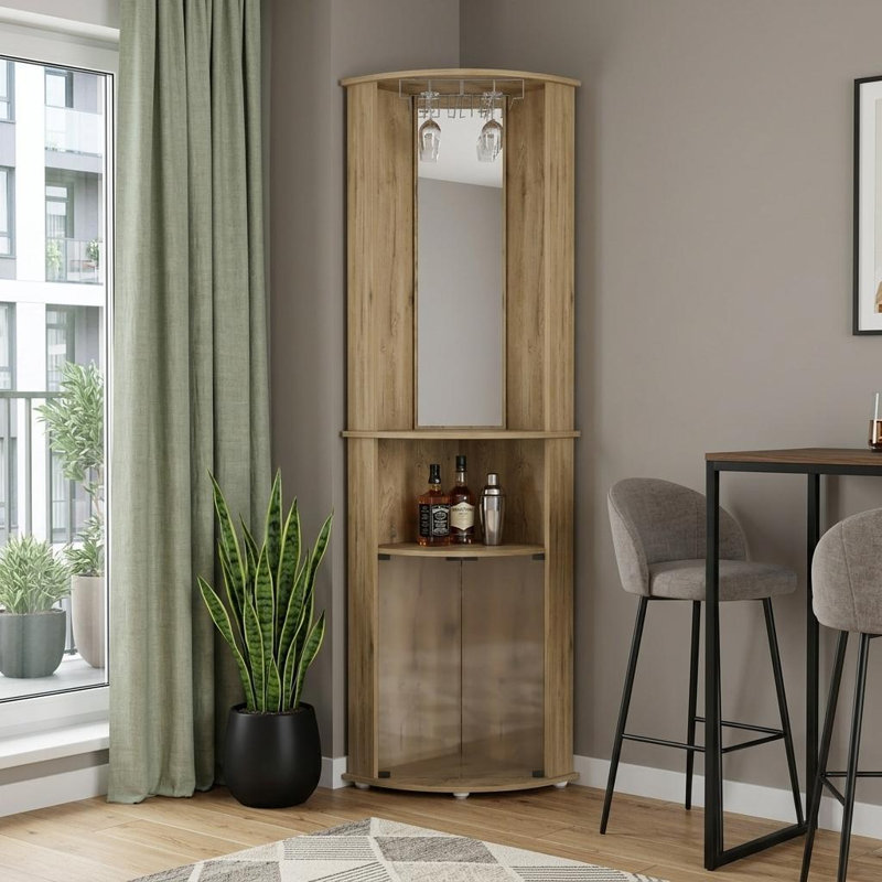 Bar d'angle 18 "en bois naturel