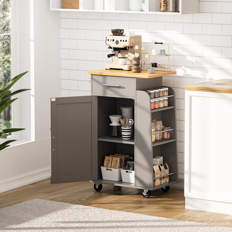 22" Kitchen Island Cart Furniture Cart On Wheels With Storage,Rolling Portable Dining Room Serving Utility Carts Mobile Movable With Drawers Cabinet