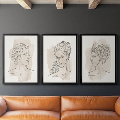 Bustes grecs IV - Toile tendue avec châssis sur mesure - 3 pièces