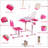 Desk for Kids Desk and Chair Set Kids Art Desk Drafting Table Desk Set with Adjustable Height, 40-Degree Tiltable Children Desktop, LED Light,Bookstand-871544137