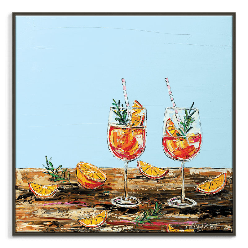 Aperol Spritz by Angela Hawkey - Painting, Black Framed, 102cm H x 102cm W x 5cm D