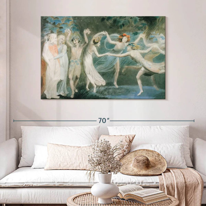 Leisha Oberon Titania et rondelle avec des fées, H 32 po x l 48 po