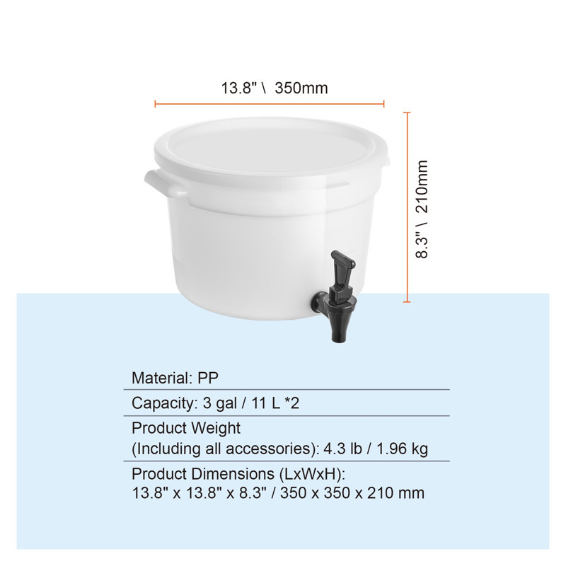 Distributeur de boisson 3 gallons rose avec robinet - contenant à l'épreuve des fuites pour thé glacé, limonade et fêtes (paquet de 2)