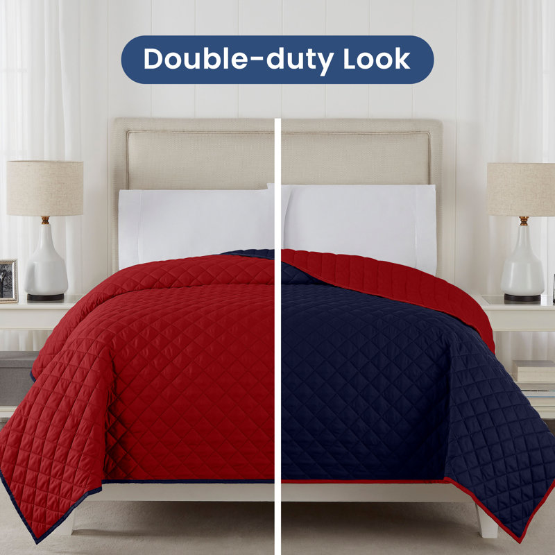 Martex Reversible Coverlet, Full/Queen , Red/Navy