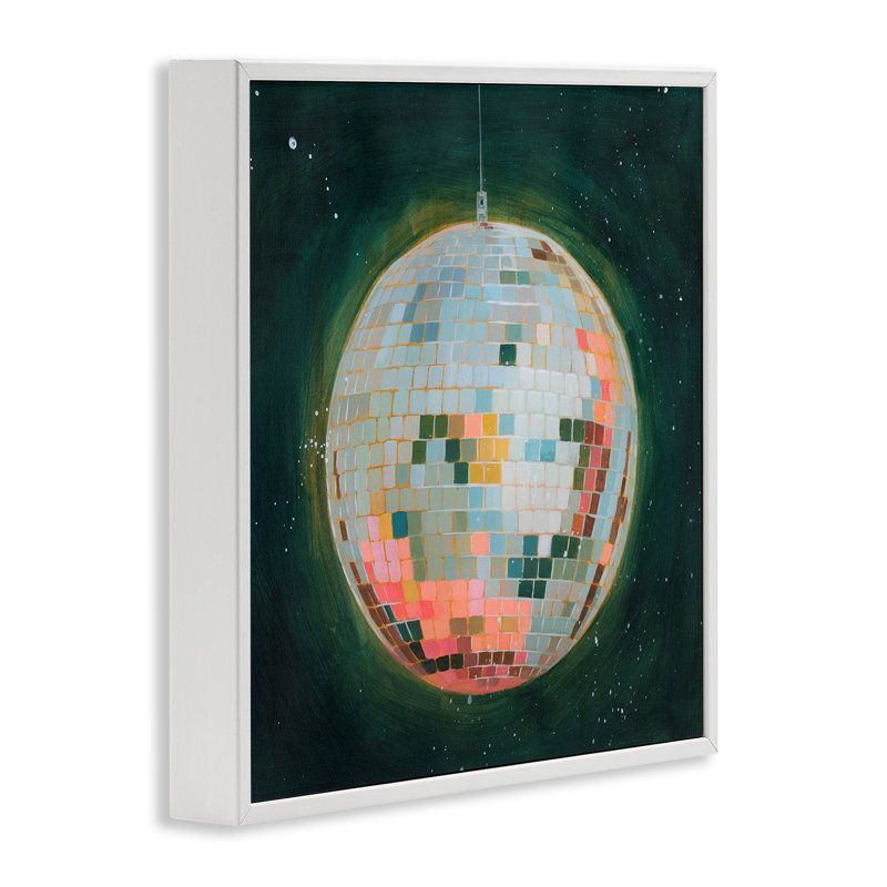 Giclée sur bois pastel disco encadrée par Grace Popp, Giclée encadrée blanc bord de mer, H 17 po x l 17 po