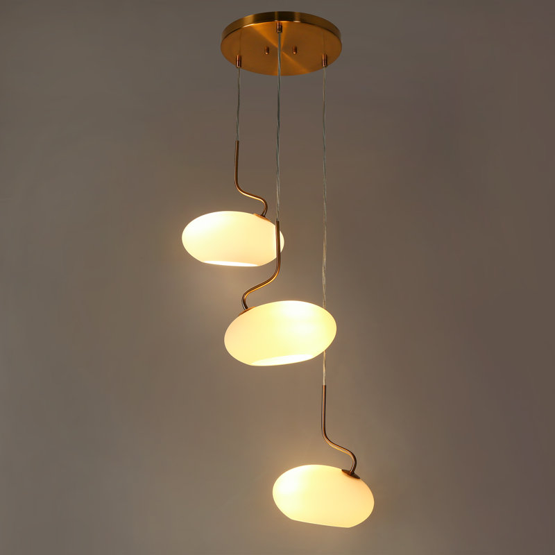 3 - Light Modern Coloured Glass Cluster Pendant UL Certified