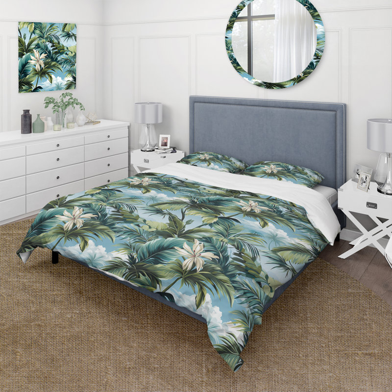 Literie Palm Oasis, Housse de couette pour très grand lit et 2 très