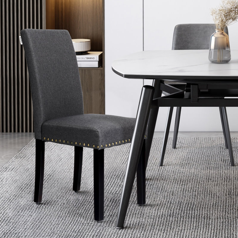 Breedsville 21'' H Linen Upholstered Side Chair, Gray