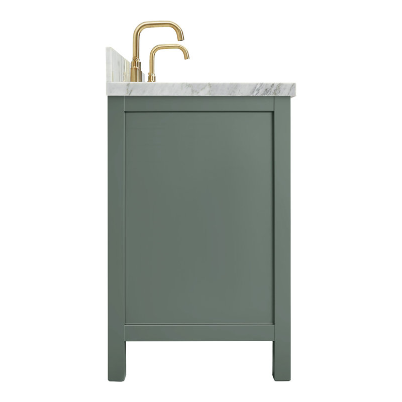 Ensemble de meuble-lavabo double 73 po Grevera, Vert rétro, Rectangular