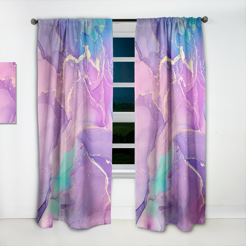 Rose et mauve abstrait Art liquide I - Rideau moderne - Velours obscurcissant - 1 panneau