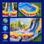 Toboggan aquatique de 18 pi avec piscine détachable Herokiddo T-Rex, pour enfants et adultes, de qualité commerciale, vinyle 100% PVC, cour extérieure, amusement estival, gonflable gonflable (avec ventilateur)