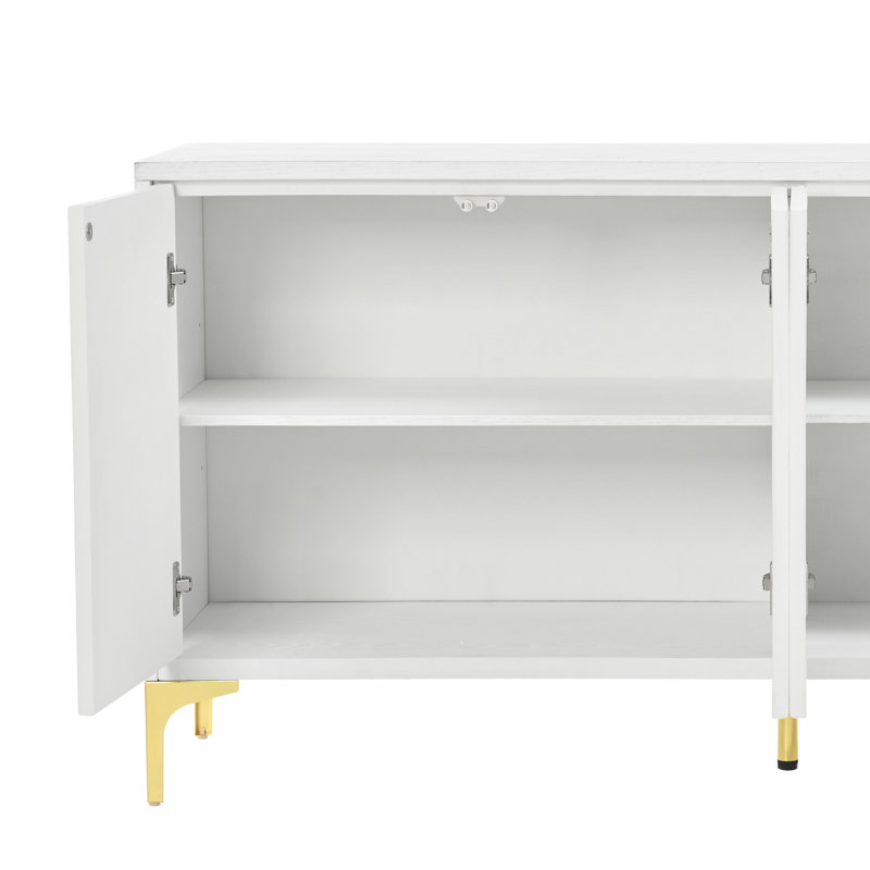 Armoire de rangement multifonctionnelle, buffet à quatre portes avec texture unique, tablettes réglables, idéale pour le bureau, le vestibule et le salon