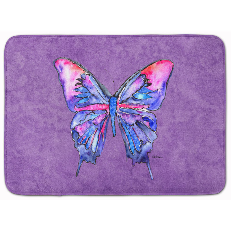 Tapis de bain en mousse à mémoire papillon, Mauve