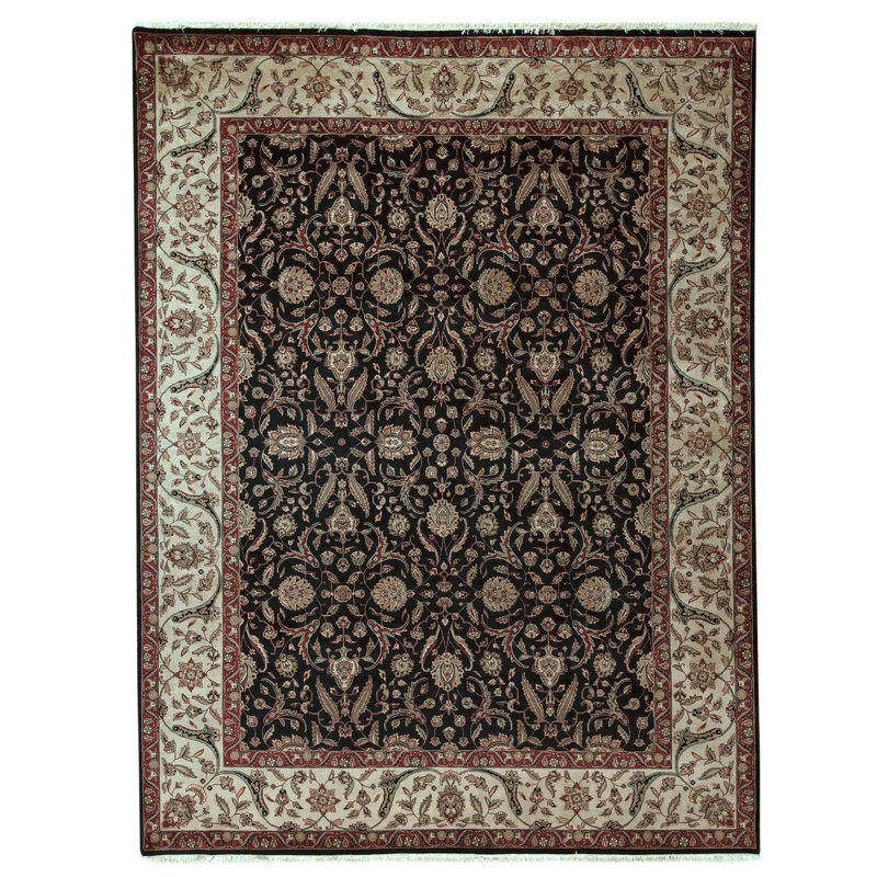 Tapis rectangulaire en laine noué à la main
