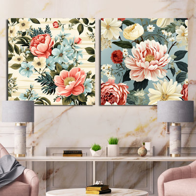 Ensemble de 2 collages carrés floraux roses - Serenade Beauty