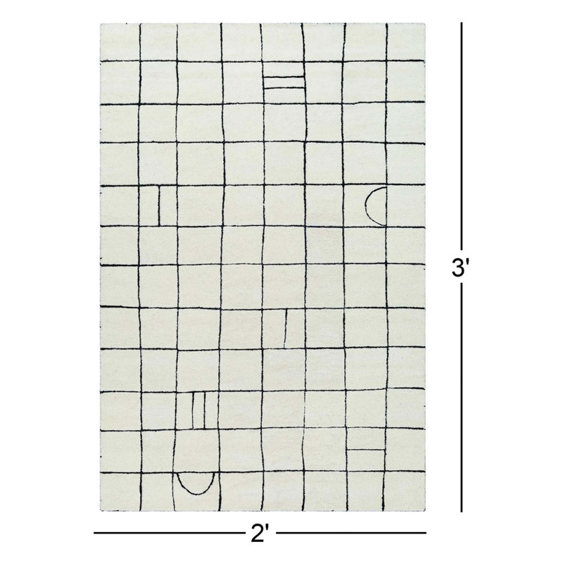 Portobello Hand Tufted Wool Area Rug, Rectangle 2' x 3'