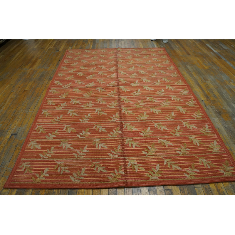 Flatweave Wool Floral Area Rug