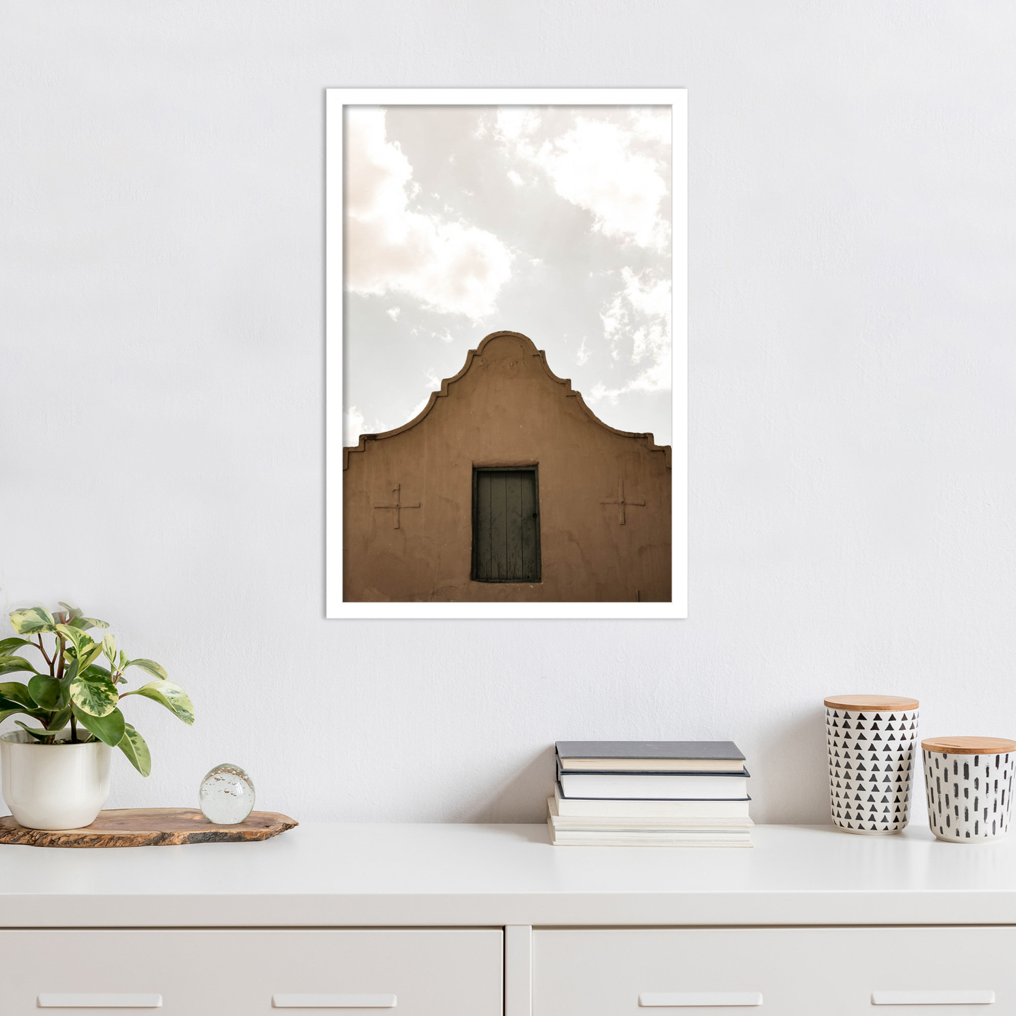 Settlers Shelter by Shot by Clint Wood Framed Wall Art Print, 25" H x 17" W, White