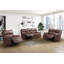 Canapé inclinable double, cuir brun et similicuir-130239066