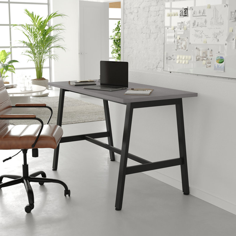 Table de conférence commerciale Corbin avec plateau en stratifié et base en A, Gris