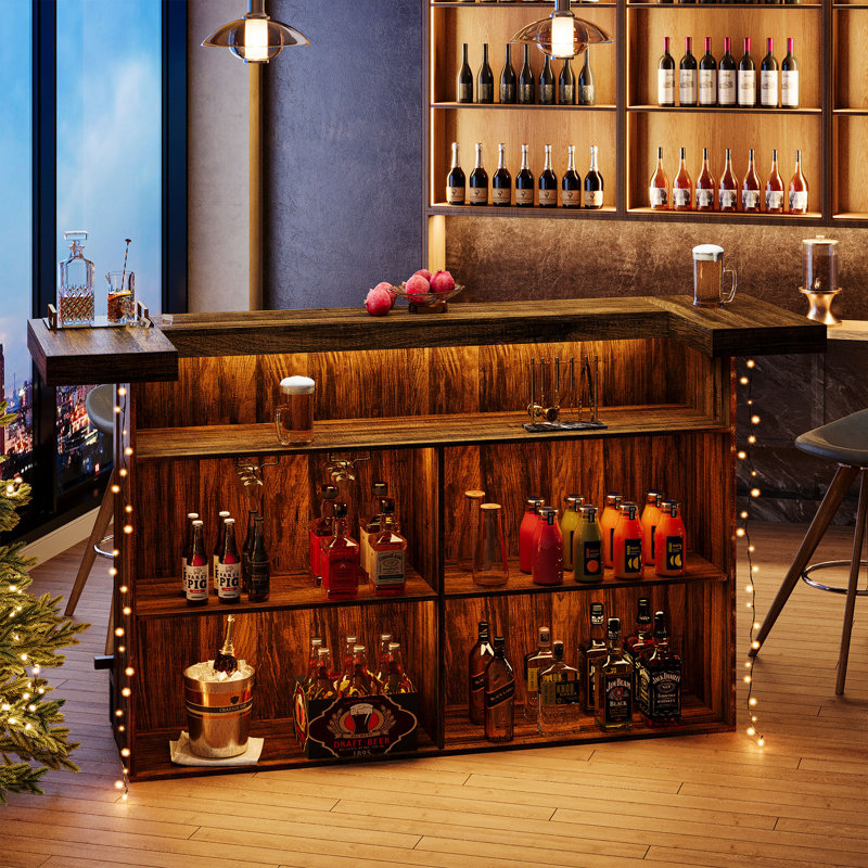 Bar 70,9 "à 4 niveaux, bar personnel, Brun rustique