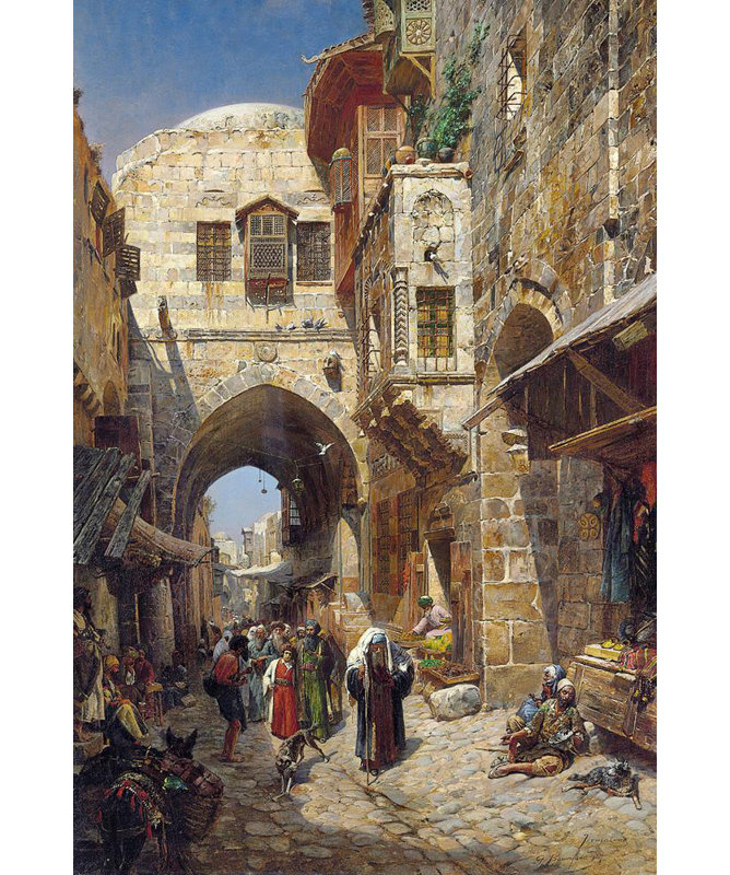 "David Street, Jérusalem" par Gustav Bauernfeind - Toile tendue avec châssis, H 48 po x l 33 po