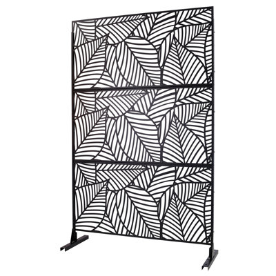 76" H x 48" W Black Steel Indoor/Outdoor Privacy Screen Panel