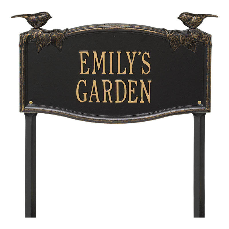 Chickadee Garden Sign, Black/Gold, Yes