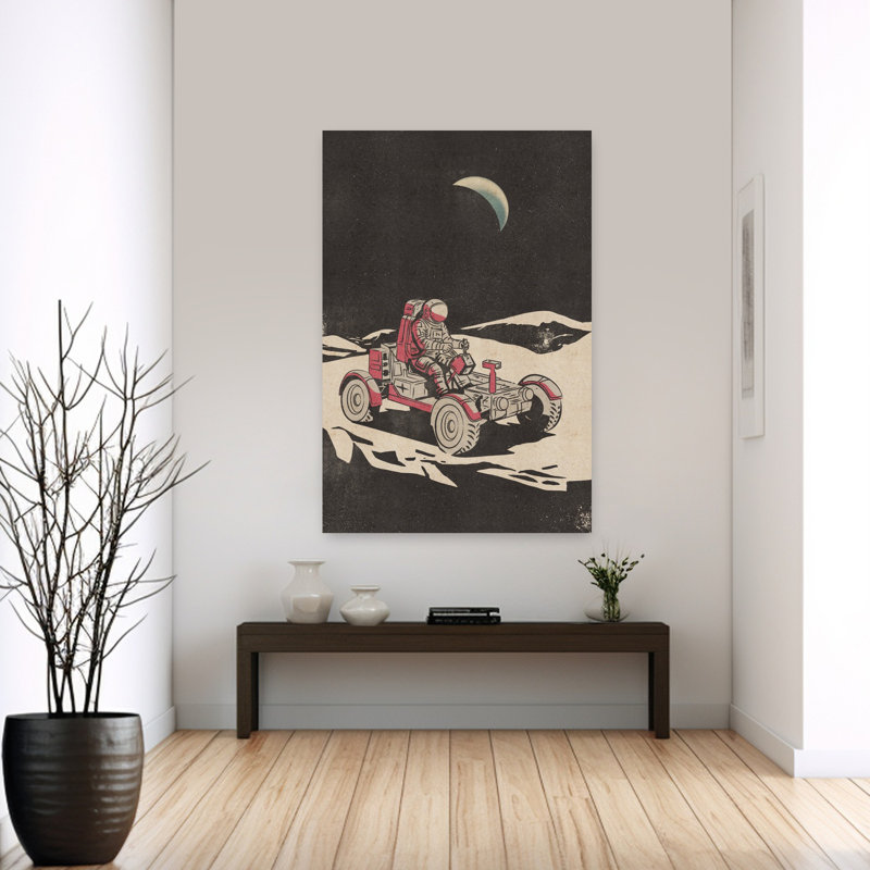 Art mural rétro, paysage lunaire rétro rétro, 60" H x 40" W