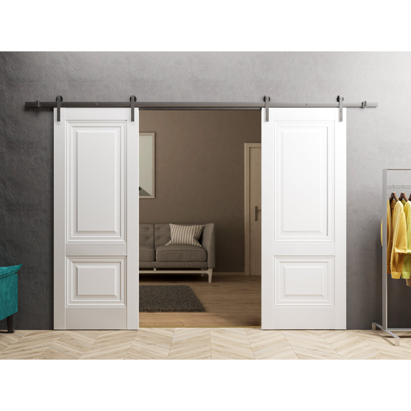 Lucia porte de grange double robuste blanc, 84 po x 84 po