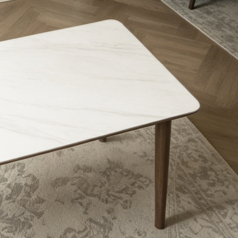 6 - Person White Rectangular Sintered Stone Stone Tabletop Dining Table Set, 7 Pieces: Table, 6 Chairs