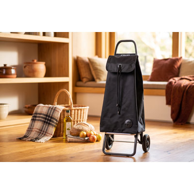 Chariot de magasinage pliable à 2 roues Rolser, chariot d'épicerie léger en aluminium avec sac de grande capacité, noir