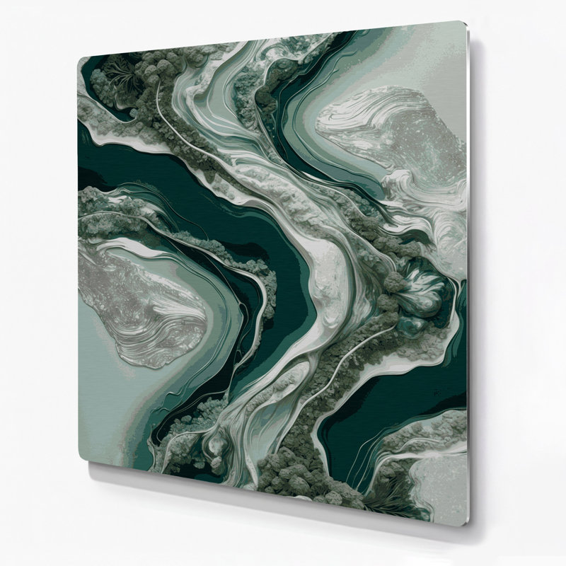 Paysage abstrait 59, art mural en métal vert, H 12 po x l 12 po