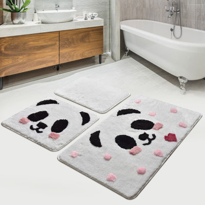 Acrylic Bathmat Set (3 Pieces) | Antibacterial, Non-Slip | 100% Acrylic, Pile Height: 1.0 in | Dimensions: 15.7 x 23.6 in, 19.7 x 23.6 in, 23.6 x 39.4 in | Machine Washable, Durable & Stylish for Bathroom Comfort