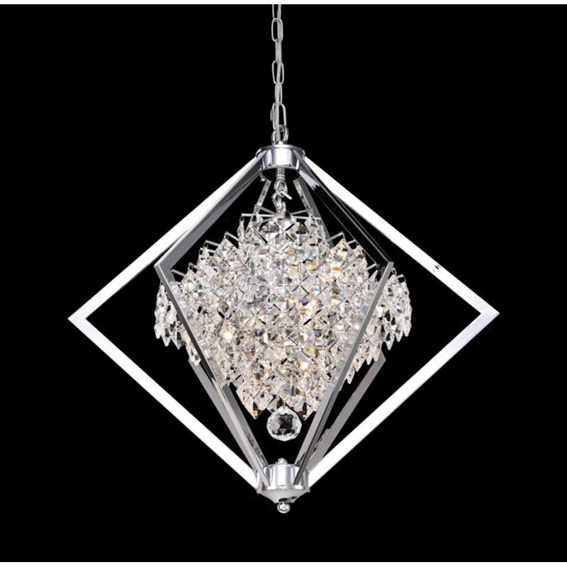Lustre 4 lumières Savanah avec détails en cristal transparent, Chrome chrome