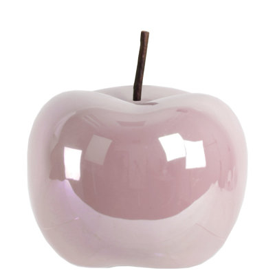 Figurine en céramique pomme nacrée rose