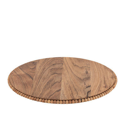 Acacia Wood Beaded Plate 15.75"Dia