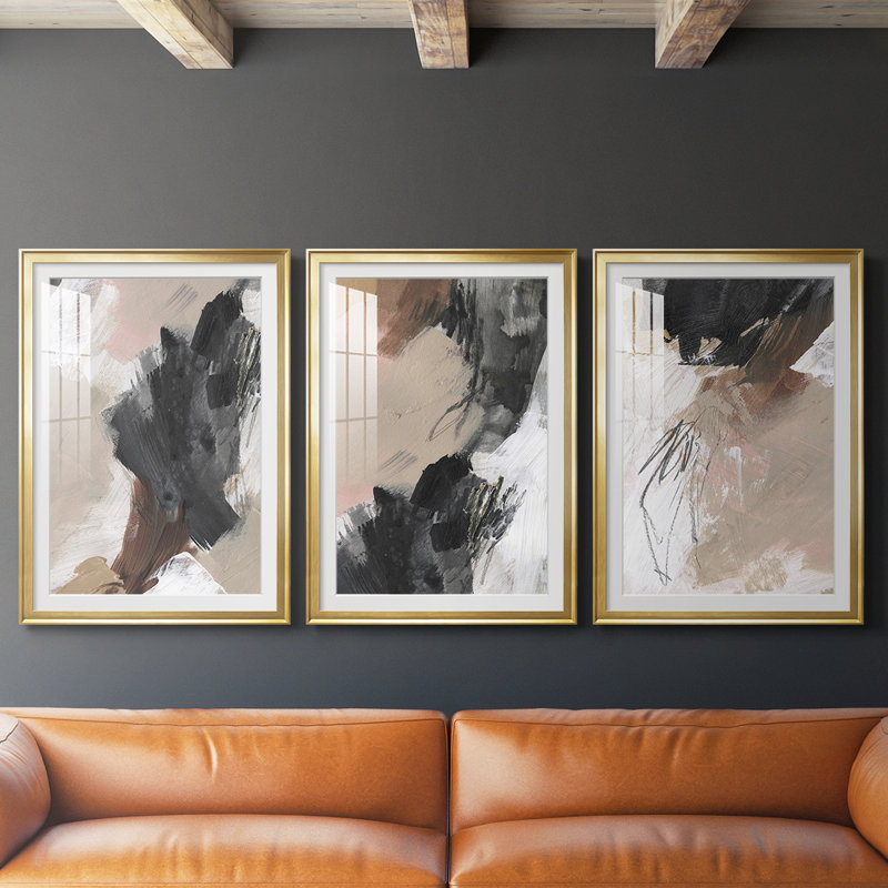 Neutre non blanchi IV - reproduction encadrée de qualité supérieure sur mesure mat - 3 pièces, H 21 po x l 30 po