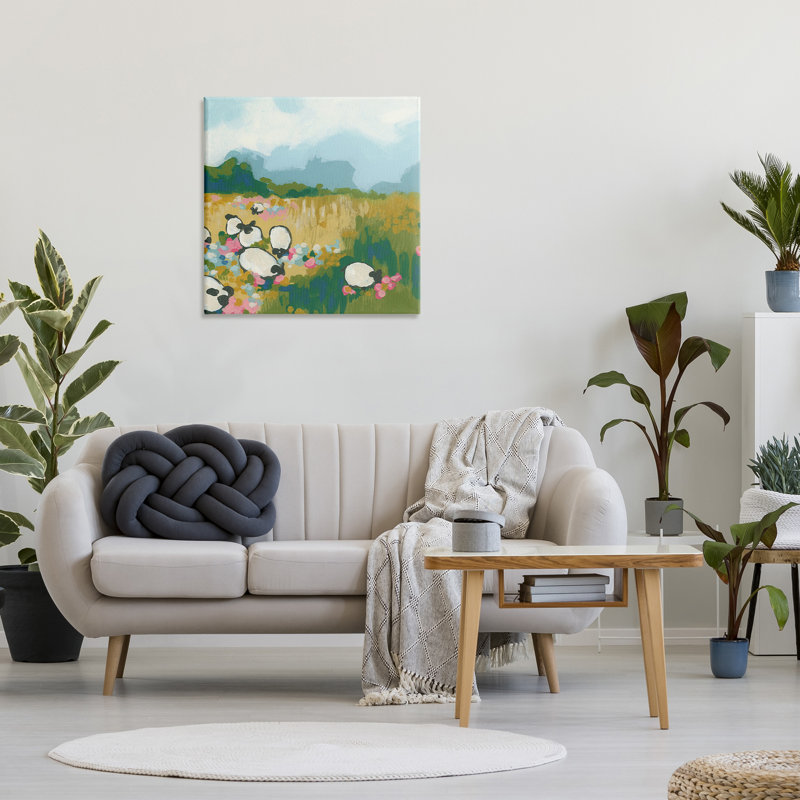 Conception abstraite d'art mural sur toile, "Sheep" par June Erica Vess, H 30 po x l 30 po