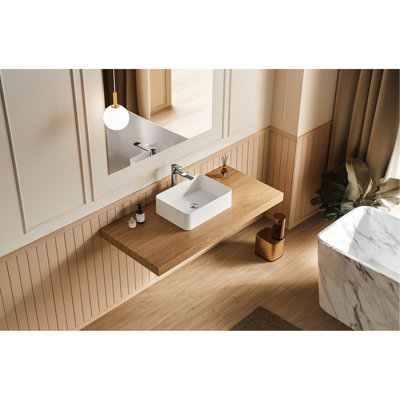 Lavabo vasque à surface solide 20 po x 14 po blanc mat - Matériau et finition faciles à nettoyer