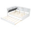 Lit plateforme en bois blanc avec lit gigogne, tablettes de tête de lit et espace supplémentaire - rangement efficace, tablettes conçues par l'utilisateur-758612272-758612273
