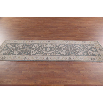 Gray Oushak Oriental Runner Rug 3x8